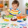 Set 10 piese cu figurine reptile, trei iguane, un crocodil, oua, cuib si tufisuri decorative
