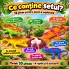 Set 10 piese cu figurine reptile, trei iguane, un crocodil, oua, cuib si tufisuri decorative