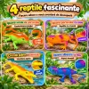 Set 10 piese cu figurine reptile, trei iguane, un crocodil, oua, cuib si tufisuri decorative
