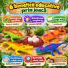 Set 10 piese cu figurine reptile, trei iguane, un crocodil, oua, cuib si tufisuri decorative