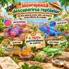 Set 10 piese cu figurine reptile, patru iguane, oua, cuib si tufisuri decorative