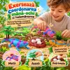 Set 10 piese cu figurine reptile, patru iguane, oua, cuib si tufisuri decorative