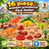 Set cu 16 piese dinozauri si animale preistorice cu aspect realist pentru copii de peste 3 ani