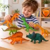 Set cu 6 piese dinozauri si animale preistorice cu aspect realist si dimensiuni mari pentru copii de peste 3 ani