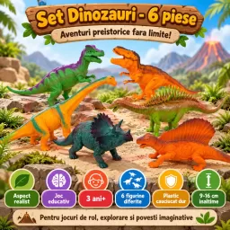 Set dinozauri mari, animale preistorice, aspect realist, 21-30 cm, 6 piese. 3 ani+
