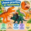 Set cu 6 piese dinozauri si animale preistorice cu aspect realist si dimensiuni mari pentru copii de peste 3 ani