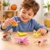 Set 6 figurine insecte pentru copii, cu albina, buburuza, calugarita, lacusta, omida si libelula