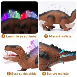 Dinozaur Interactiv Morelladon Beltrani Maro – Lumina, Sunete si Miscari Realiste, 32 cm