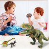 Dinozaur T-rex cu telecomanda lumini, sunete si miscari realiste, Verde, 50 cm