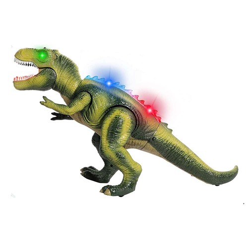 Dinozaur T-rex cu telecomanda lumini, sunete si miscari realiste, Verde, 50 cm