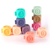Set 10 cuburi senzoriale 3D in relief, colturi rotunjite, Macarons Color, + 18 luni