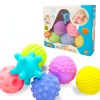 Set mingiute senzoriale moi, pentru bebelusi cu chitaitori, texturi si culori diferite, 6 buc