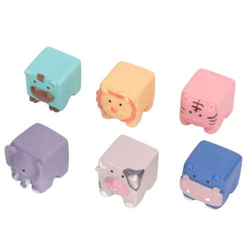 Set 6 cuburi moi cu margini rotunjite pentru bebelusi, Animale 3D, 6 luni+