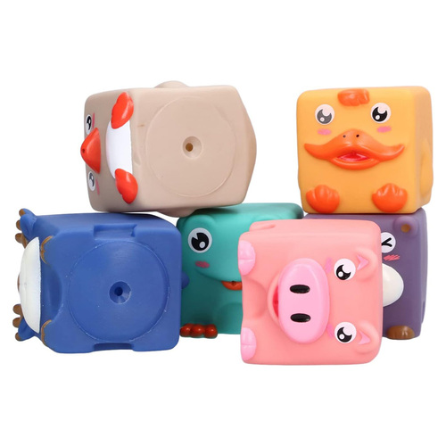 Set 6 cuburi moi cu margini rotunjite pentru bebelusi, Animale 3D, 6 luni+