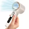 Ventilator de Mana Fara Lame, Ultra-Compact, cu Racire Instanta in 3 Trepte, Reglaj Fin in 100 Niveluri, Motor 14000 RPM, Display Digital, Baterie 4000 mAh, USB-C, Bej
