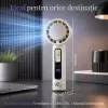 Ventilator de Mana Fara Lame, Ultra-Compact, cu Racire Instanta in 3 Trepte, Reglaj Fin in 100 Niveluri, Motor 14000 RPM, Display Digital, Baterie 4000 mAh, USB-C, Bej