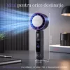 Ventilator de Mana Fara Lame, Ultra-Compact, cu Racire Instanta in 3 Trepte, Reglaj Fin in 100 Niveluri, Motor 14000 RPM, Display Digital, Baterie 4000 mAh, USB-C, Negru