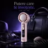 Ventilator de Mana Fara Lame, Ultra-Compact, cu Racire Instanta in 3 Trepte, Reglaj Fin in 100 Niveluri, Motor 14000 RPM, Display Digital, Baterie 4000 mAh, USB-C, Roz