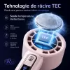 Ventilator de Mana Fara Lame, Ultra-Compact, cu Racire Instanta in 3 Trepte, Reglaj Fin in 100 Niveluri, Motor 14000 RPM, Display Digital, Baterie 4000 mAh, USB-C, Roz