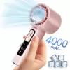 Ventilator Portabil Fara Lame RCO® cu Afisaj Digital, USB Type-C, Baterie 4000 mAh si 100 Niveluri, Roz