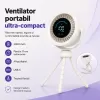 Ventilator portabil Silentios, Baterie 3000 mAh, Ultra-Compact, Trepied in stil caracatita cu picioare flexibile, Reglaj rapid, Afisaj Digital, USB-C, Negru, EL02-A