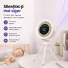 Ventilator portabil Silentios, Baterie 3000 mAh, Ultra-Compact, Trepied in stil caracatita cu picioare flexibile, Reglaj rapid, Afisaj Digital, USB-C, Negru, EL02-A