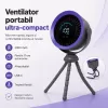 Ventilator portabil Silentios, Baterie 3000 mAh, Ultra-Compact, Trepied in stil caracatita cu picioare flexibile, Reglaj rapid, Afisaj Digital, USB-C, Negru, EL02-A