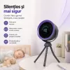 Ventilator portabil Silentios, Baterie 3000 mAh, Ultra-Compact, Trepied in stil caracatita cu picioare flexibile, Reglaj rapid, Afisaj Digital, USB-C, Negru, EL02-A