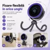 Ventilator portabil Silentios, Baterie 3000 mAh, Ultra-Compact, Trepied in stil caracatita cu picioare flexibile, Reglaj rapid, Afisaj Digital, USB-C, Negru, EL02-A