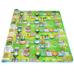 Covoras de joaca termoizolant cu doua fete, Traseu si Litere, 180 x 200 x 0.8 cm