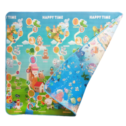 Covoras de joaca termoizolant cu doua fete, Traseu si Ocean, 180 x 200 x 0.8 cm