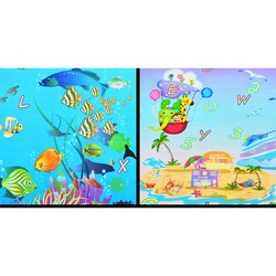 Covoras de joaca termoizolant cu doua fete, Traseu si Ocean, 180 x 200 x 0.8 cm