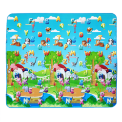 Covoras de joaca termoizolant cu doua fete, Litere si Animalute Simpatice, 180 x 200 x 0.8 cm