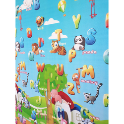 Covoras de joaca termoizolant cu doua fete, Litere si Animalute Simpatice, 180 x 200 x 0.8 cm