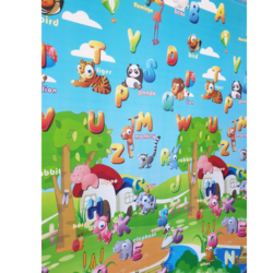 Covoras de joaca termoizolant cu doua fete, Litere si Animalute Simpatice, 180 x 200 x 0.8 cm