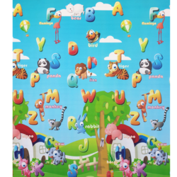 Covoras de joaca termoizolant cu doua fete, Litere si Animalute Simpatice, 180 x 200 x 0.8 cm