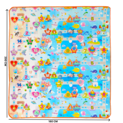 Covoras de joaca termoizolant cu doua fete, Traseu Albastru, 180 x 200 x 0.8 CM