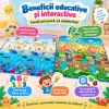 Covoras de joaca pentru bebelusi si copii, moale, hipoalergenic, reversibil, multicolor, potrivit pentru interior si exterior