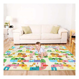 Covor de joaca XXL pliabil, 200 x 180 x 1 CM, din spuma XPE , Antiderapant, Termic si Interactiv, cu 2 fete si geanta depozitare "Labirint"