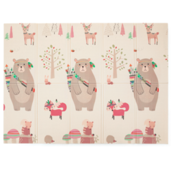 Covor de joaca XXL pliabil, 200 x 180 x 1 CM, din spuma XPE , Antiderapant, Termic si Interactiv, cu 2 fete si geanta depozitare "Ursulet"