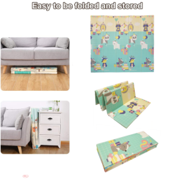 Covor de joaca XXL pliabil, 200 x 180 x 1 CM, din spuma XPE , Antiderapant, Termic si Interactiv, cu 2 fete si geanta depozitare "Invatam si ne Jucam"