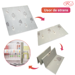 Covor de joaca XXL pliabil, 200 x 180 x 1 CM, din spuma XPE , Antiderapant, Termic si Interactiv, cu 2 fete si geanta depozitare "Anotimpuri"