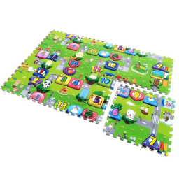Covor de joaca puzzle pentru copii din spuma EVA, 60 x 60 cm, 4 piese - Traseu