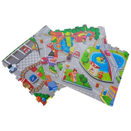 Covor de joaca puzzle pentru copii din spuma EVA, 60 x 60 cm, 4 piese - Orasul Vesel