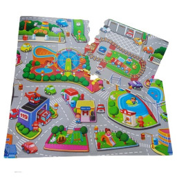 Covor de joaca puzzle pentru copii din spuma EVA, 60 x 60 cm, 4 piese - Orasul Vesel