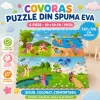 Covoras Puzzle din Spuma EVA de joaca pentru copii, 60 x 60 cm, 4 piese - Ponei