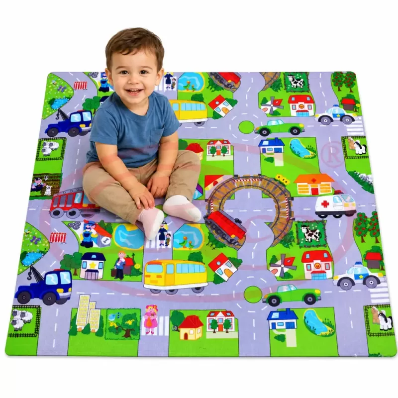 Covoras Puzzle din Spuma EVA de joaca pentru copii, 60 x 60 cm, 4 piese - Urban