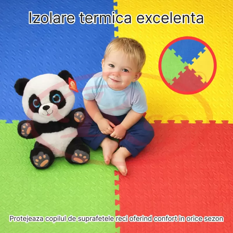 Covoras Puzzle din Spuma EVA de joaca pentru copii, 60 x 60 cm, 4 piese - Culori