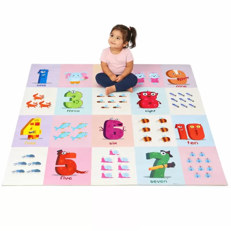 Covoras Puzzle din Spuma EVA de joaca pentru copii, 60 x 60 cm, 4 piese - Numere