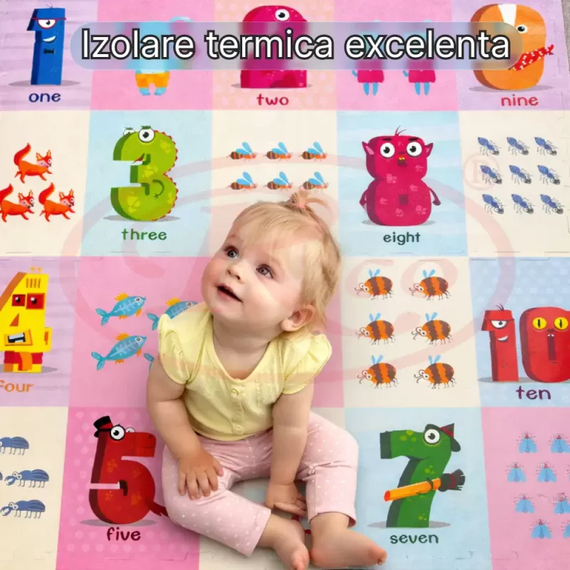 Covoras Puzzle din Spuma EVA de joaca pentru copii, 60 x 60 cm, 4 piese - Numere